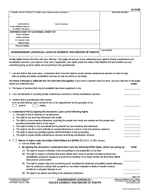 California Child's Consent and Waiver of Rights for Guardianship