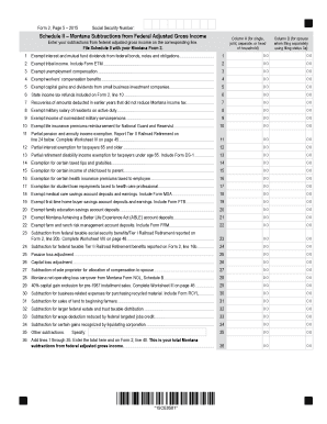 Montana Schedule II - Subtractions from Federal Adjusted Gross Income