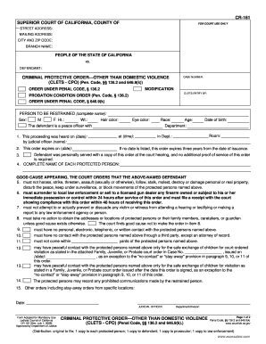 California Criminal Protective Order
