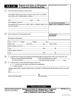 Request and Order for Reissuance of Temporary Restraining Order