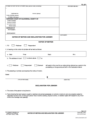 California Notice of Motion and Declaration for Joinder
