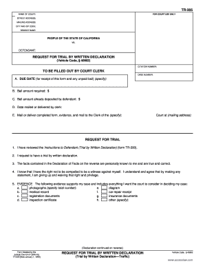 California Request for Trial by Written Declaration