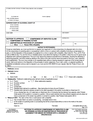 Petition to Approve Compromise of Disputed Claim