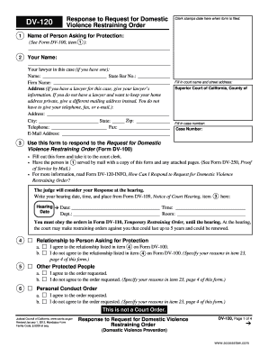 Response to Request for Domestic Violence Restraining Order