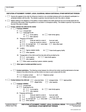 California Child Visitation Attachment Form