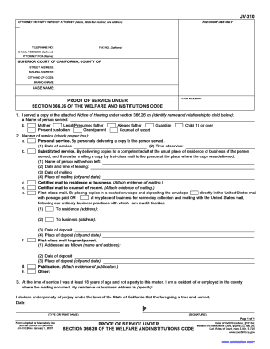 Proof of Service for California Welfare and Institutions Code Section 366.26