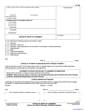 California Notice of Entry of Judgment
