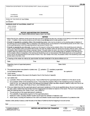 California Notice and Motion for Transfer