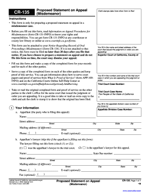 Proposed Statement on Appeal CR-135