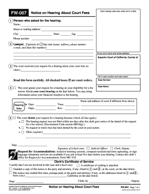 California Court Fee Waiver Hearing Notice