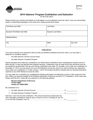 Montana Veterans Program Contribution Form