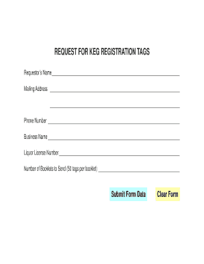 Request for Keg Registration Tags