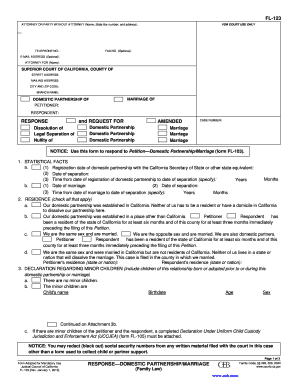 Response to Petition for Domestic Partnership or Marriage Dissolution