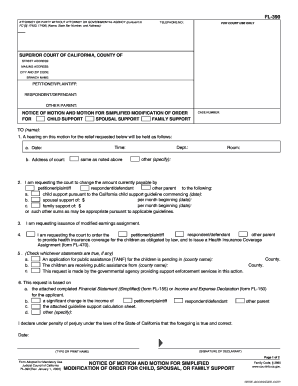 California Notice of Motion for Simplified Support Modification