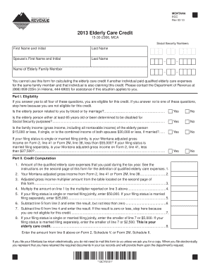 Montana Elderly Care Credit Form