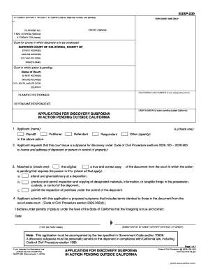 Application for Discovery Subpoena