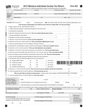Montana Individual Income Tax Return Form 2EZ