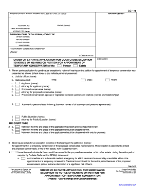 California Temporary Conservatorship Good Cause Exception