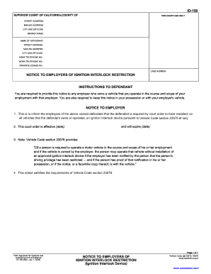 California Ignition Interlock Restriction Notice