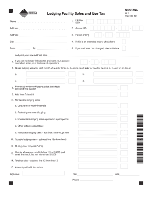 Montana Lodging Facility Sales and Use Tax Form