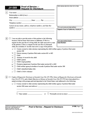 Proof of Service Request for Disclosure JV-569