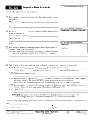 California Small Claims Payment Request Form SC-220