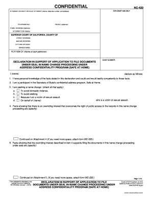 California Name Change Declaration Form