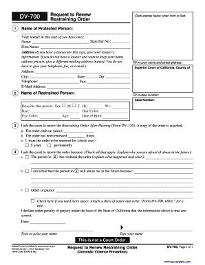 Request to Renew Restraining Order