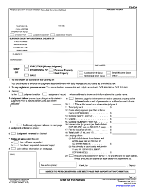 California Writ of Execution