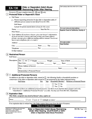 Elder or Dependent Adult Abuse Restraining Order