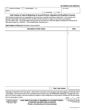 California Conservatorship Guardianship Cash Assets Form