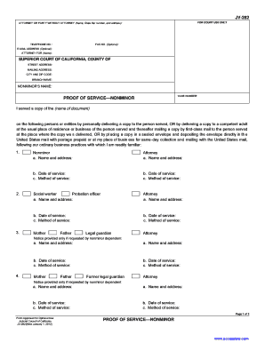 Proof of Service Nonminor Form