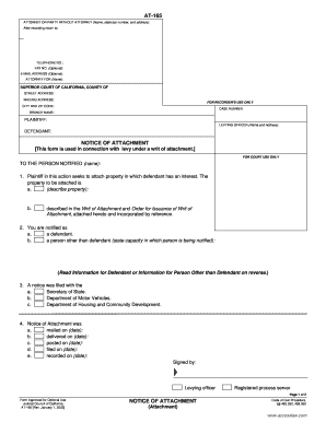 California Notice of Attachment