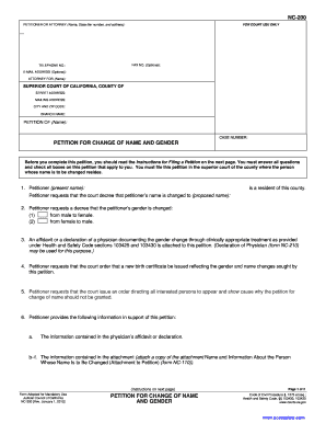 California Petition for Change of Name and Gender