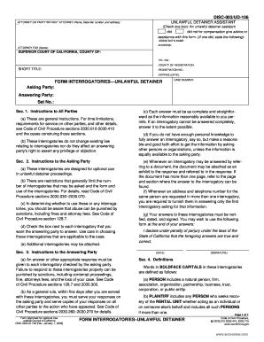California Unlawful Detainer Interrogatories Form