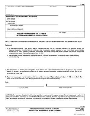 Request for Production of Income and Expense Declaration After Judgment