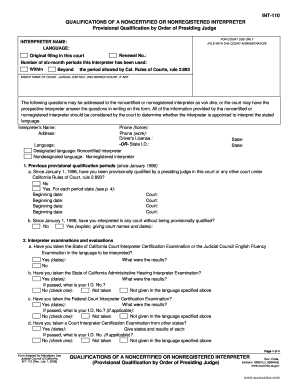 California Noncertified Interpreter Qualification Form