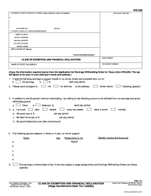 California Claim of Exemption and Financial Declaration