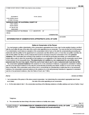 California Conservatorship Level of Care Determination Form