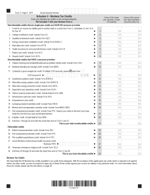 Montana Form 2 Schedule V - Tax Credits