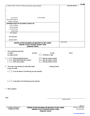 California Court Order to Pay Waived Court Fees