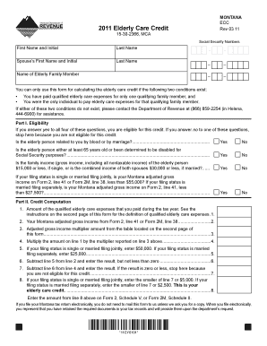 Montana Elderly Care Credit Form