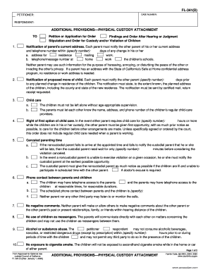 California Child Custody Order Form FL-341(D)