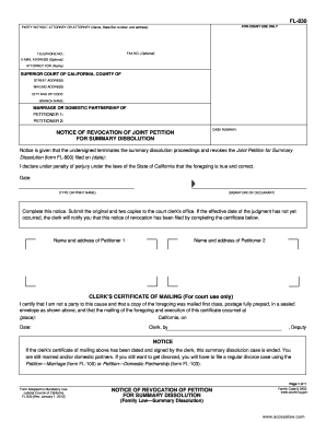 Notice of Revocation of Joint Petition for Summary Dissolution