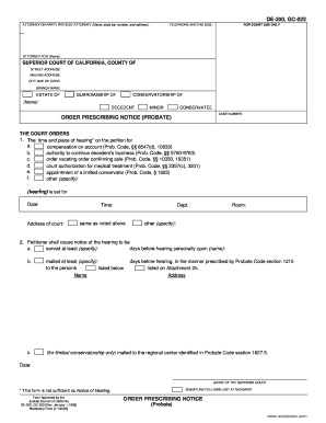 California Order Prescribing Notice Probate