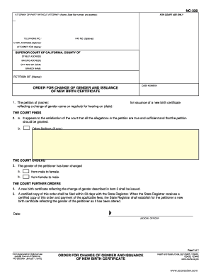 Order for Change of Gender and Issuance of New Birth Certificate