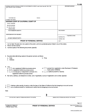 California Proof of Personal Service Form