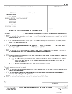 Order for Repayment of Cost of Legal Services
