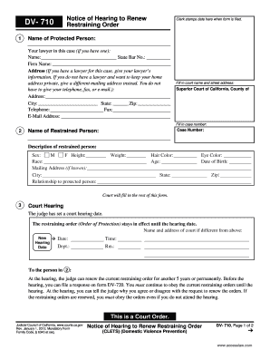 California Restraining Order Hearing Notice