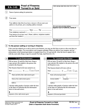 California Proof of Firearms Turned In or Sold